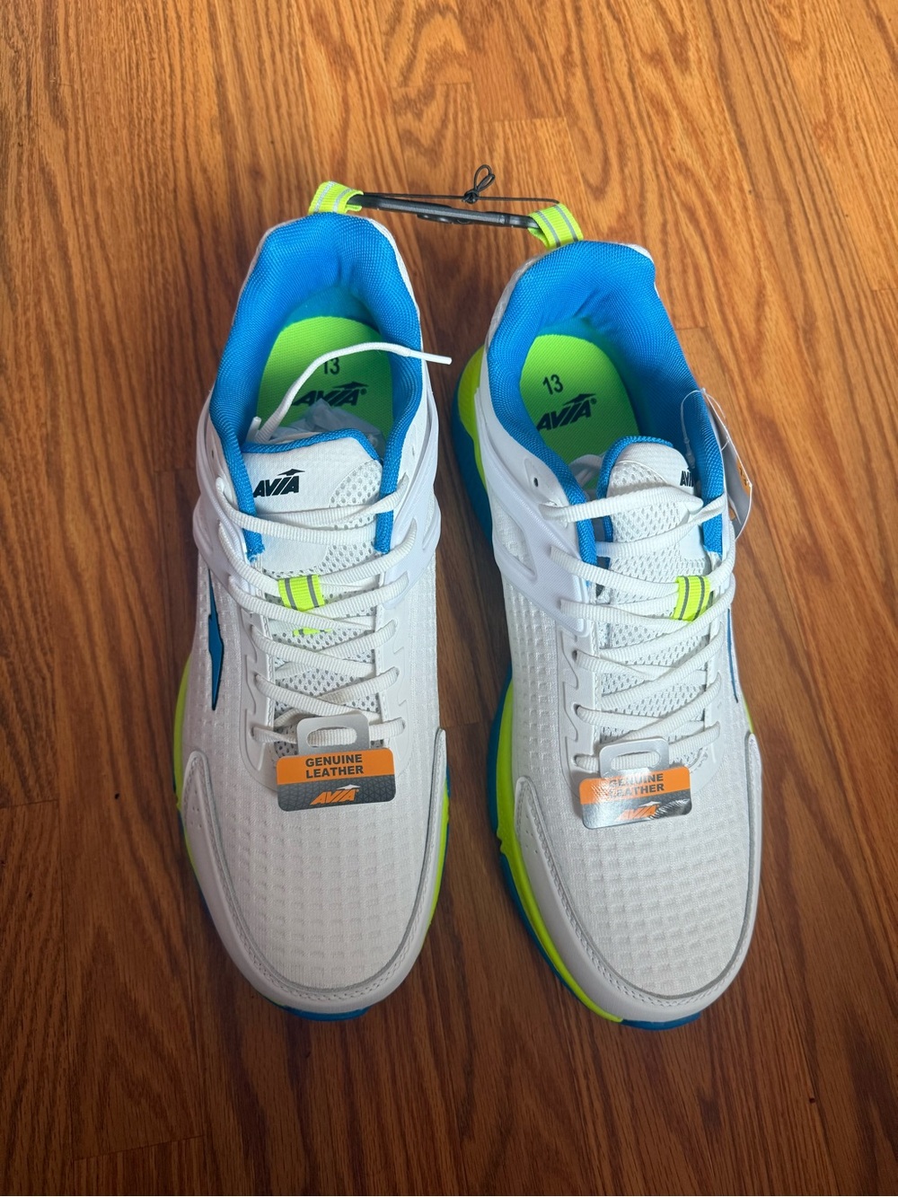Avia White Athletic Sneakers with Blue and Lime Accents